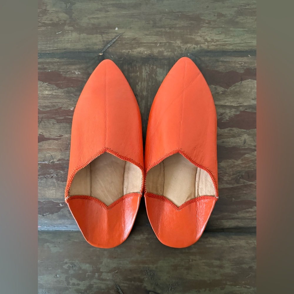 Moroccan‎ handmade all leather Babouche shoes/slippers in Sz M - Picture 5 of 10